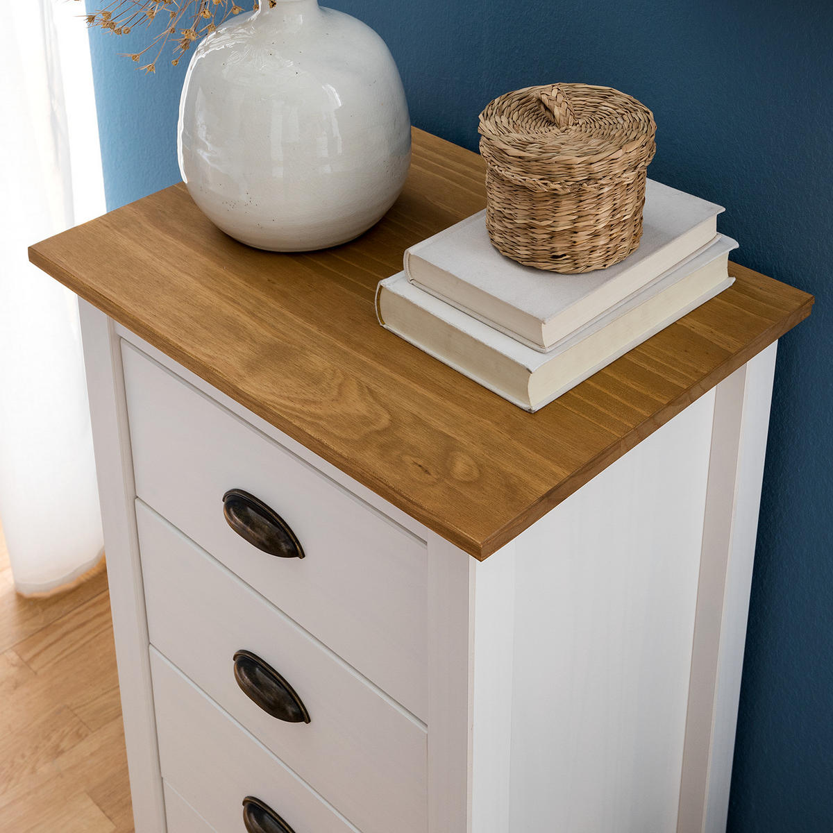 KOMMODE - Kiefer massiv - Kieferfarben, Holz (46/82/35cm) - home24