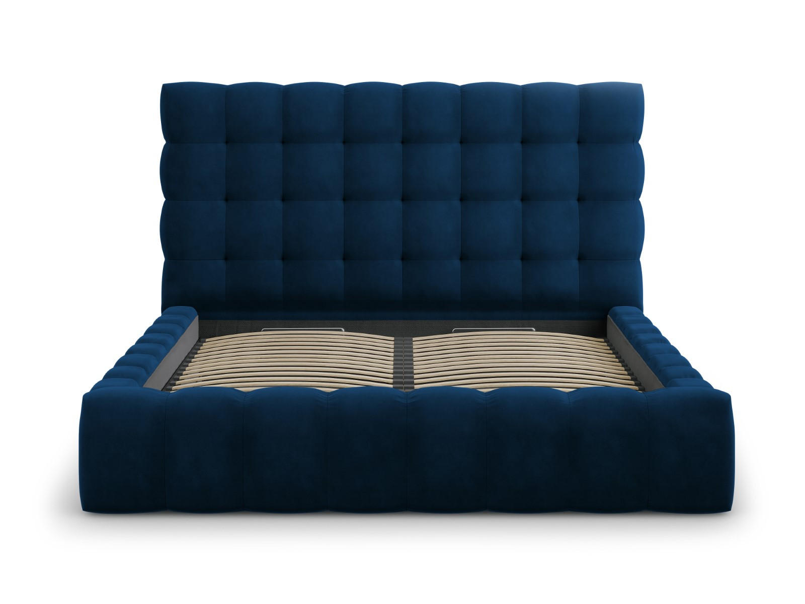 BETT mit Bettkasten und Kopfteil Mamaia aus Samt königsblau 180x200cm - Blau, Textil (180/200cm) - Micadoni