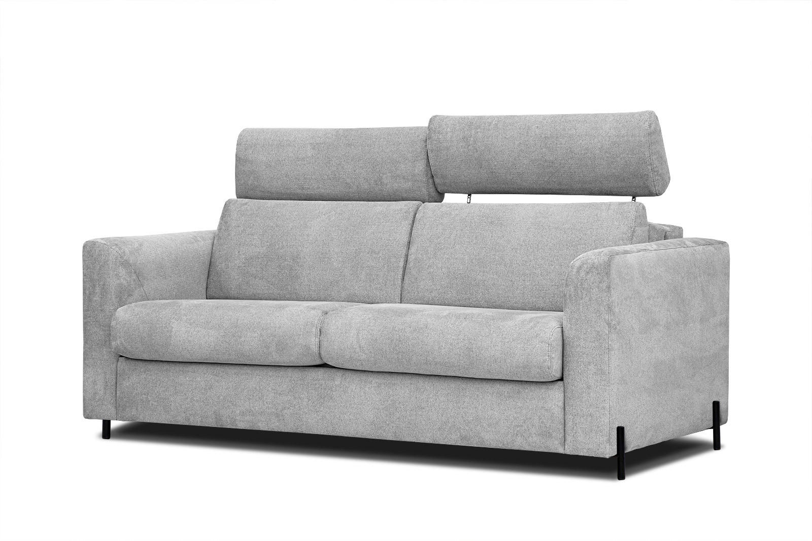SOFA MEZO 3-Sitzer mit Schlaffunktion, hellgrau - Hellgrau/Schwarz, Holz/Textil (232/90/107cm) - Courtois Laville