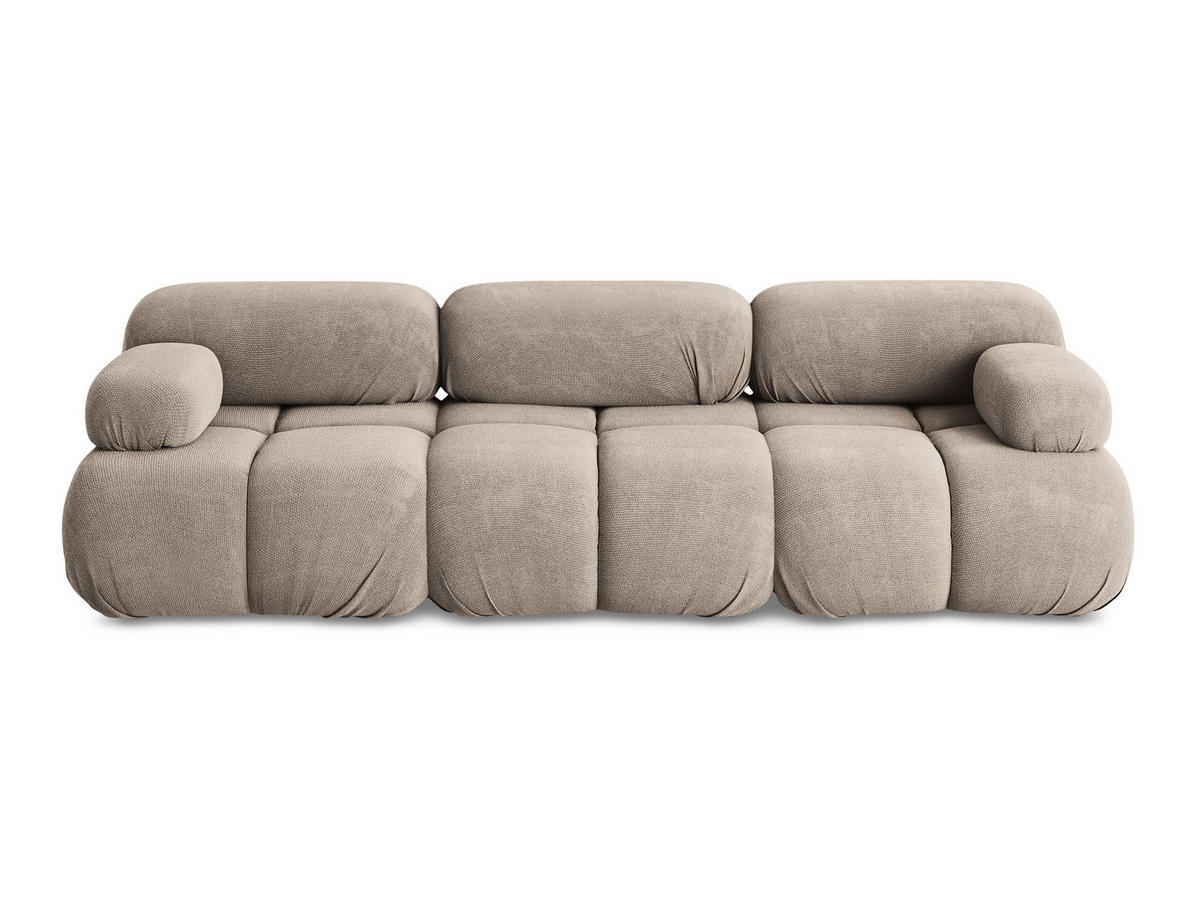 3-SITZER SOFA Chenille Stoff Beige - Beige/Schwarz, Kunststoff/Textil (285/70/96cm) - Makamii