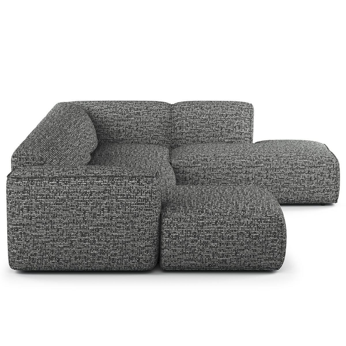 WOHNLANDSCHAFT mit Longchair - Schwarz/Grau, Kunststoff/Textil (325/71/235cm) - home24