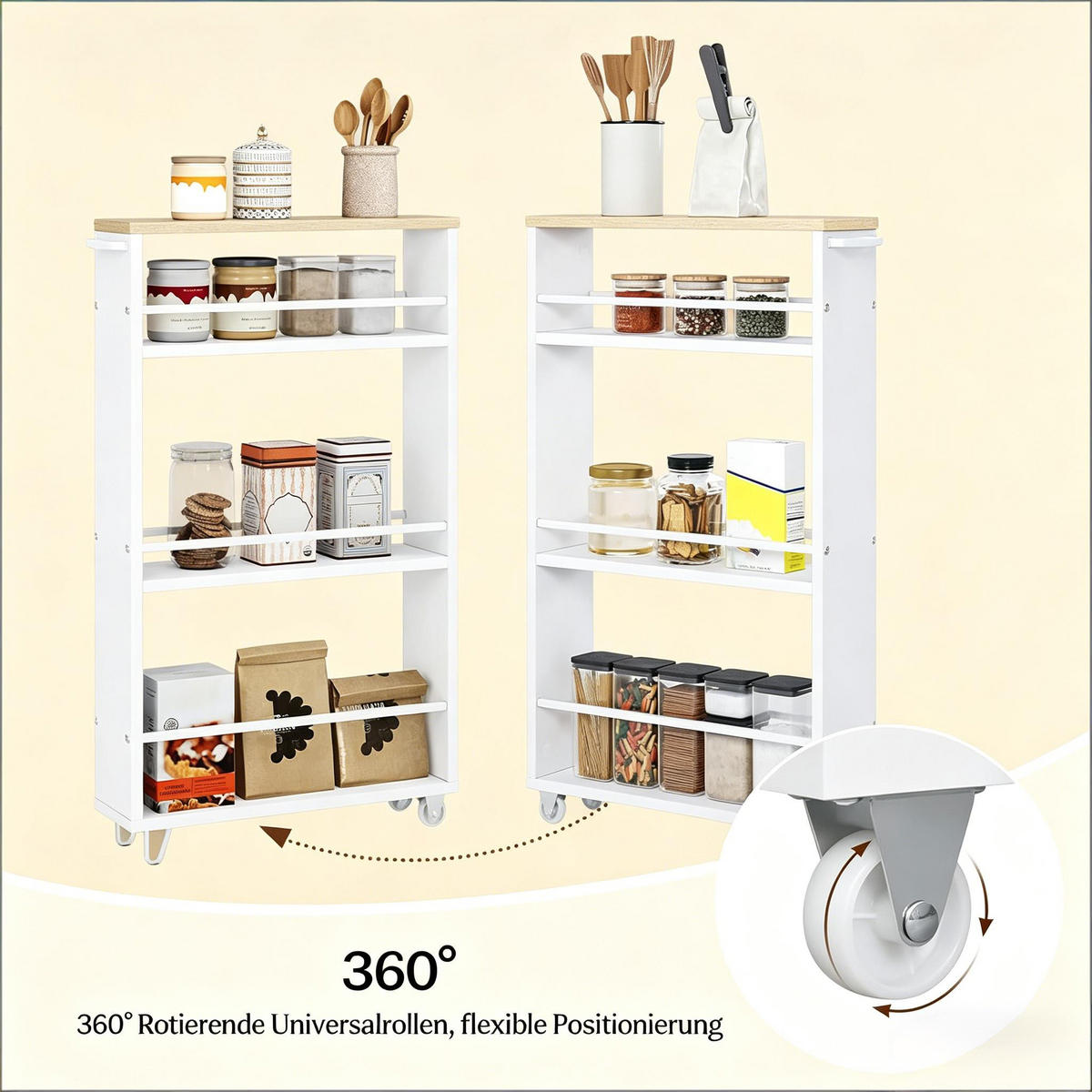 SERVIERWAGEN DE-41496 47/80/13 cm, 3 Regale Weiß - Weiß, Holzwerkstoff (13/80/47cm) - ComfortXL