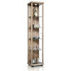 GLASVITRINE 33/37/176 cm mit LED & 4 höhenverstellbaren Glasböden - Transparent/Silberfarben, Glas/Holzwerkstoff (37/176/33cm) - K-Möbel