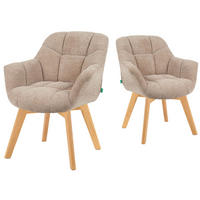 ESSZIMMERSTUHL Mika-Ava 2er-Set - Honigeiche/Beige, Eichenholz/Holz (65/81/66cm) - DUBI Möbel