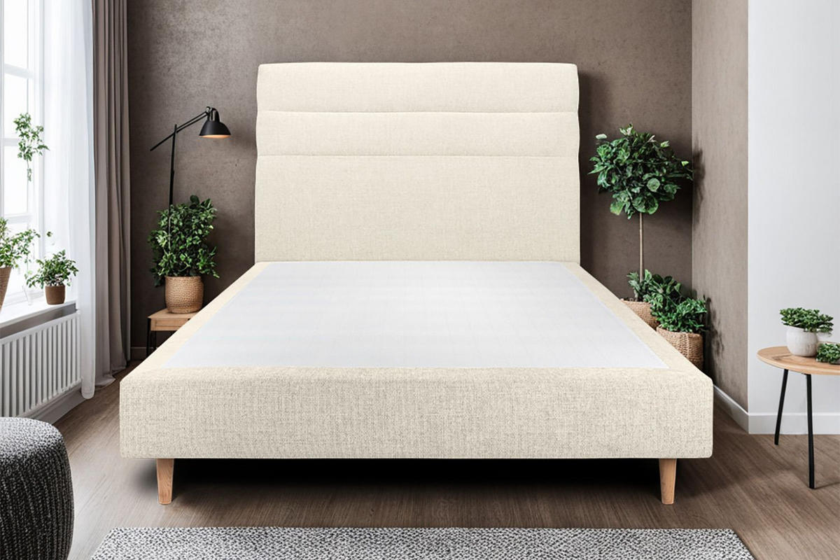 KOPFTEIL Modell Linien – Hellbeiger Stoff 135 cm - Beige, Holz (135/120/10cm) - Sommeil de Plomb