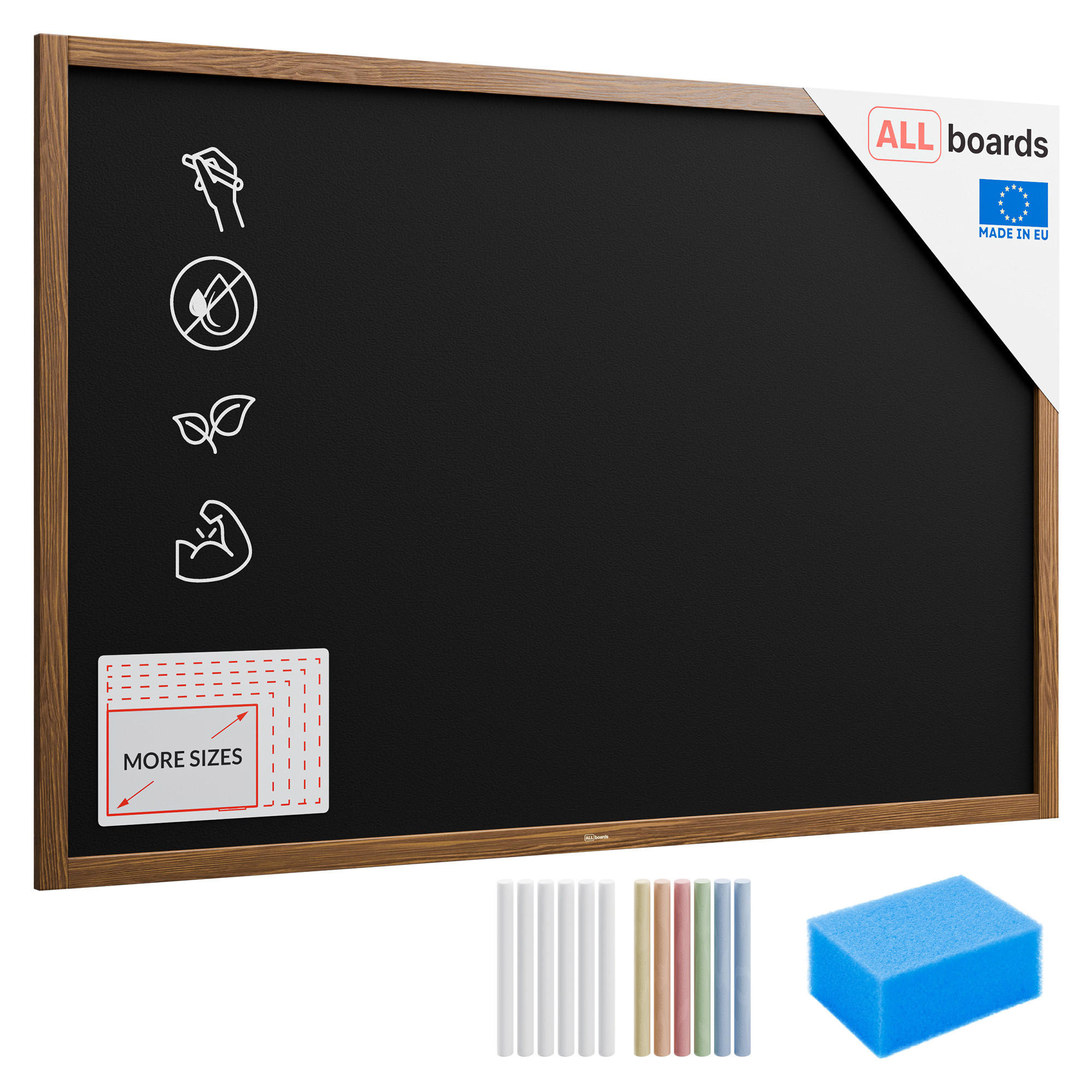 KREIDETAFEL mit Holzrahmen 150x100cm - Braun, Holz (150/100/2cm) - ALLboards