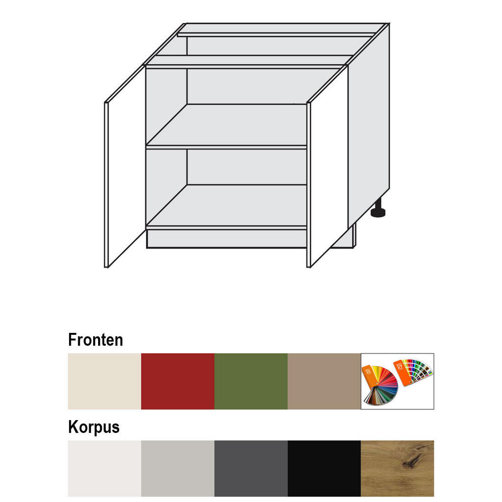 Thumbnail - Feldmann-Wohnen Küchenunterschrank, Grün, Eiche Artisan, Holz, 1 Fächer, 90x82x50 cm, Küchen, Küchenmöbel, Küchenschränk...