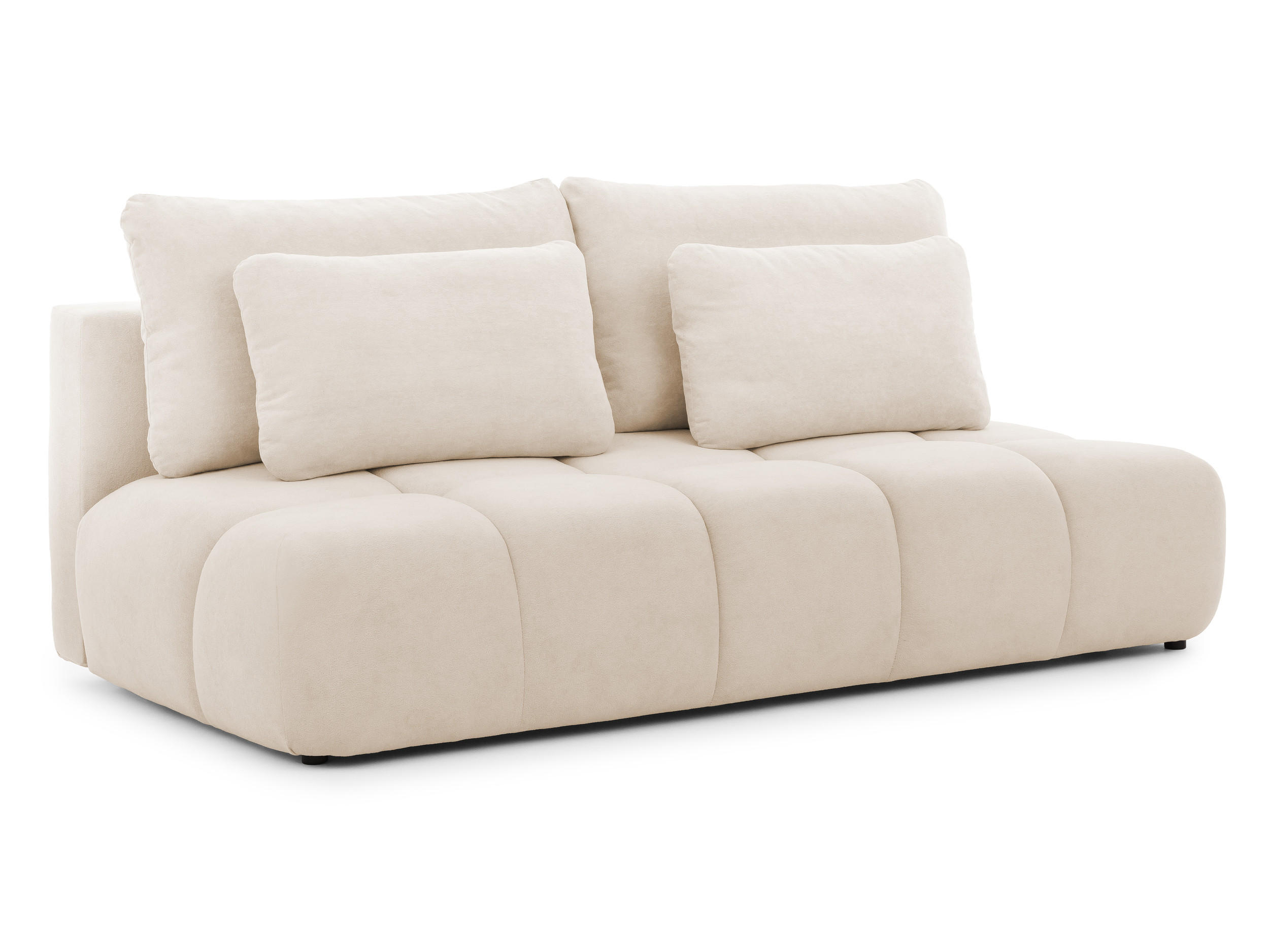 S-Style ROZKLÁDACÍ POHOVKA Belluno z kvalitní béžové plyšové potahové látky s úložným prostorem a hlubokým prošíváním v designu Bubble