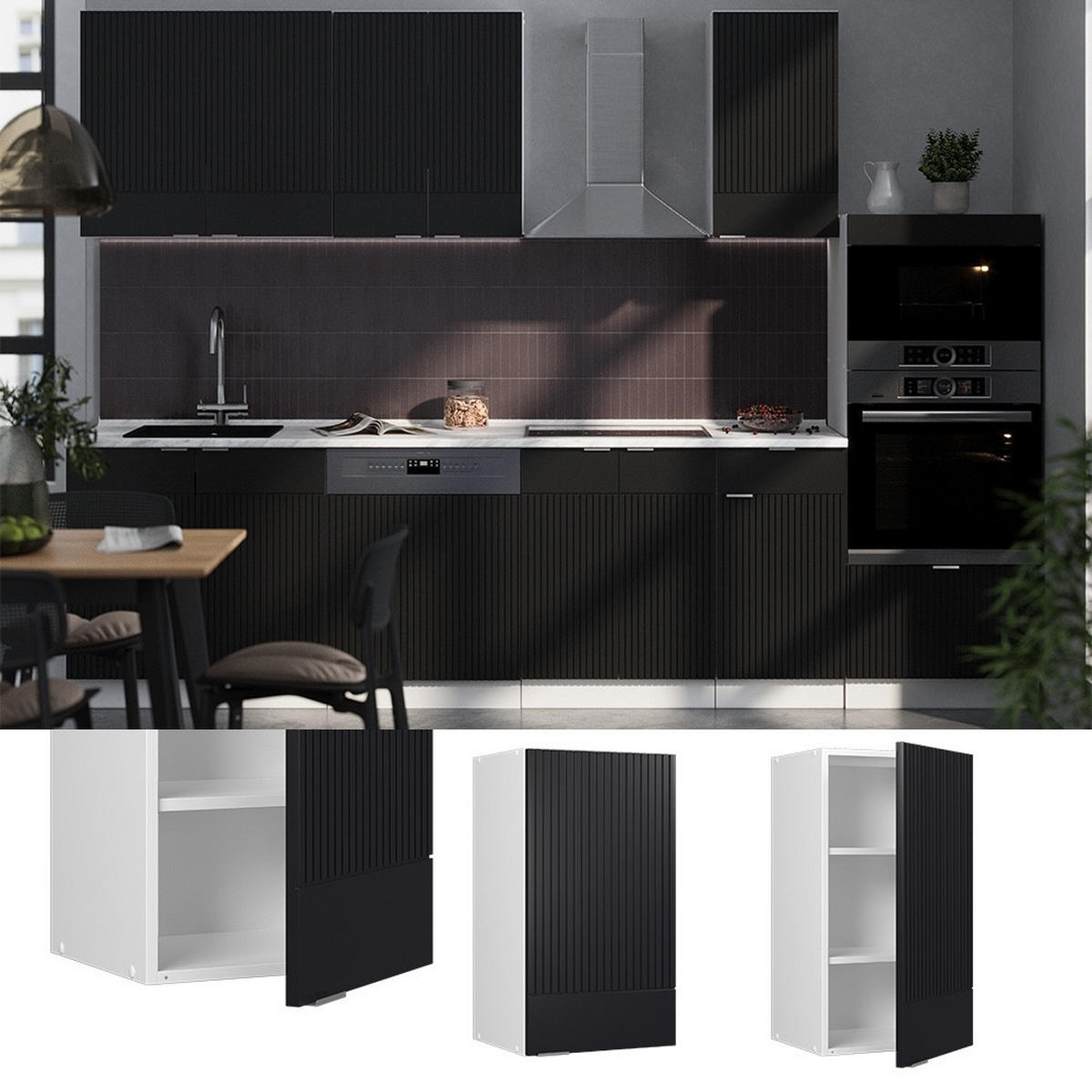 DULAP DE PERETE Fame-Line dungi negre 40 cm - alb/negru, compozit lemnos (40/72/34.1cm) - Vicco