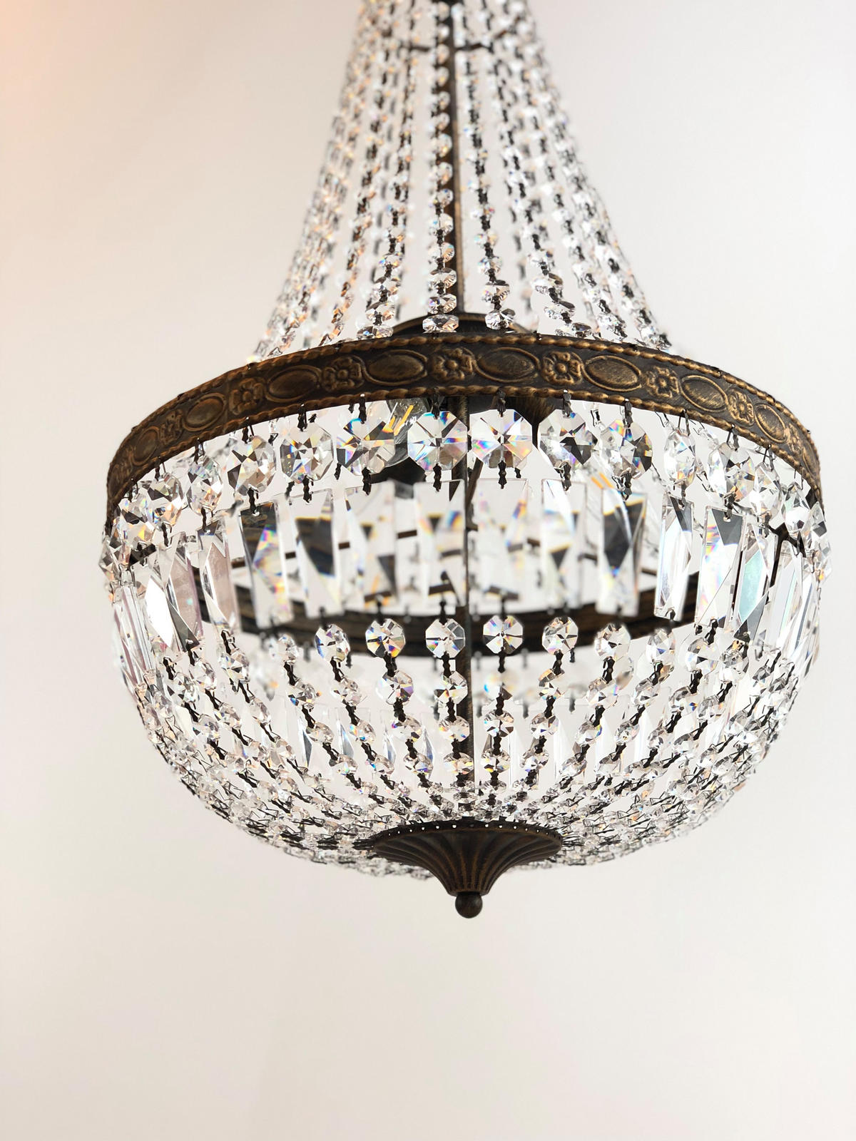 KRONLEUCHTER Korblüster Florence Antik Ø40cm aus geschliffenen funkelnden Kristallen - Braun, Glas (40/40/55cm) - PGA Lights