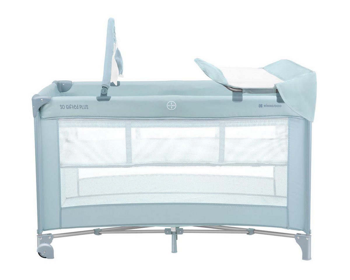 REISEBETT So Gifted Plus grün zwei Ebenen, Spielbogen, Wickelauflage, Räder - Grün, Kunststoff (60/120cm) - Kikka boo