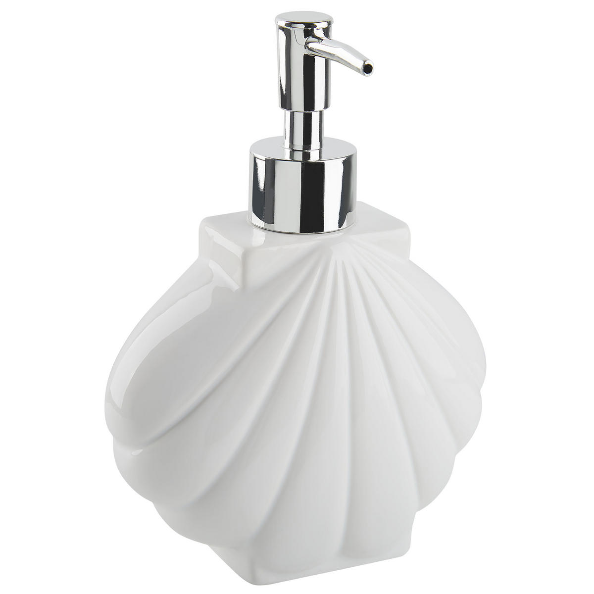 BADEZIMMER Set 3-teilig Keramik weiß Muschelform Shell - Weiß, Stein (14/18/7cm) - Beliani