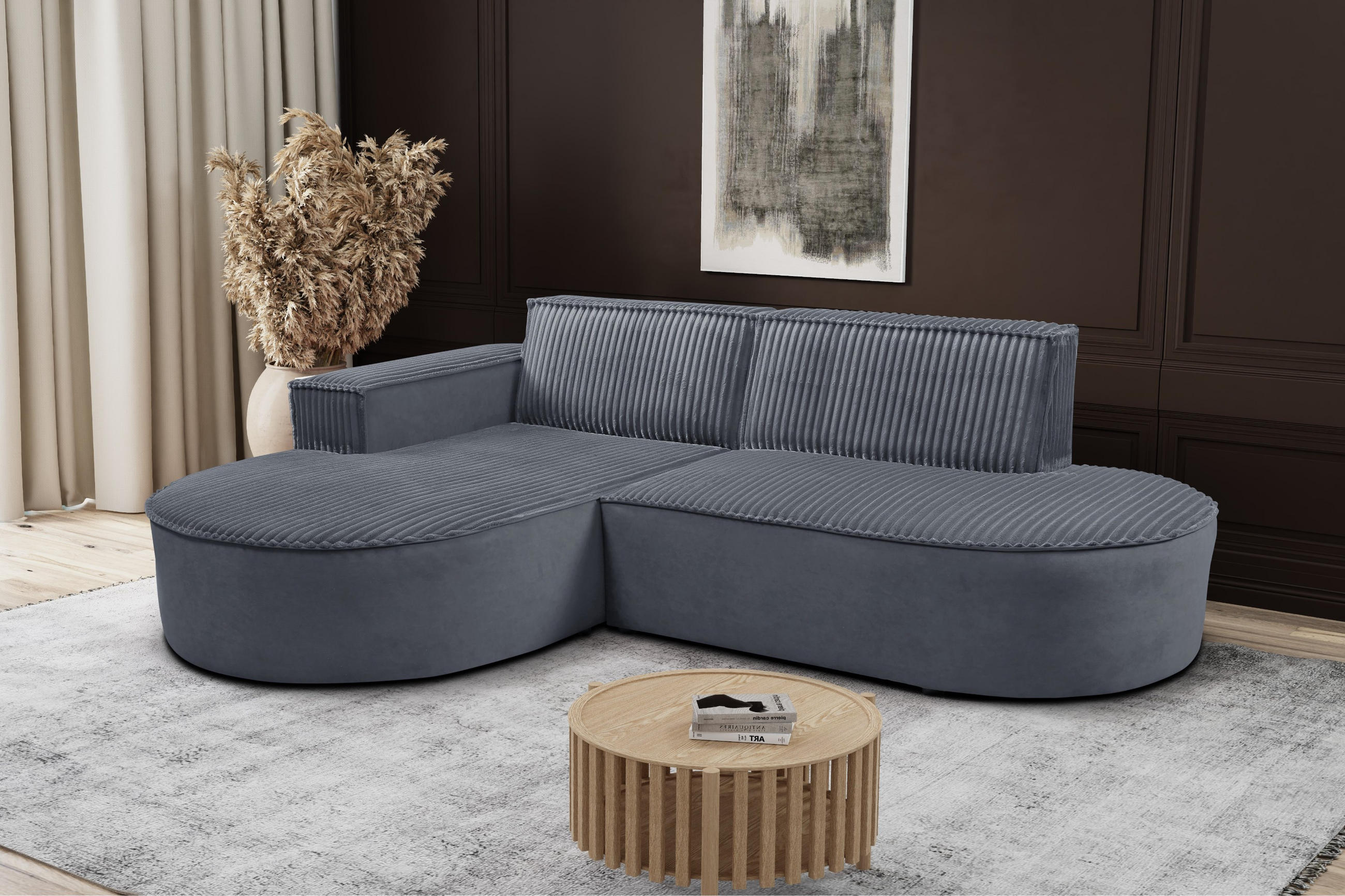 ECKSOFA L-förmiges Modena Soft Dunkelgrau Links - Dunkelgrau, Holz (165/236cm) - Kaiser Möbel