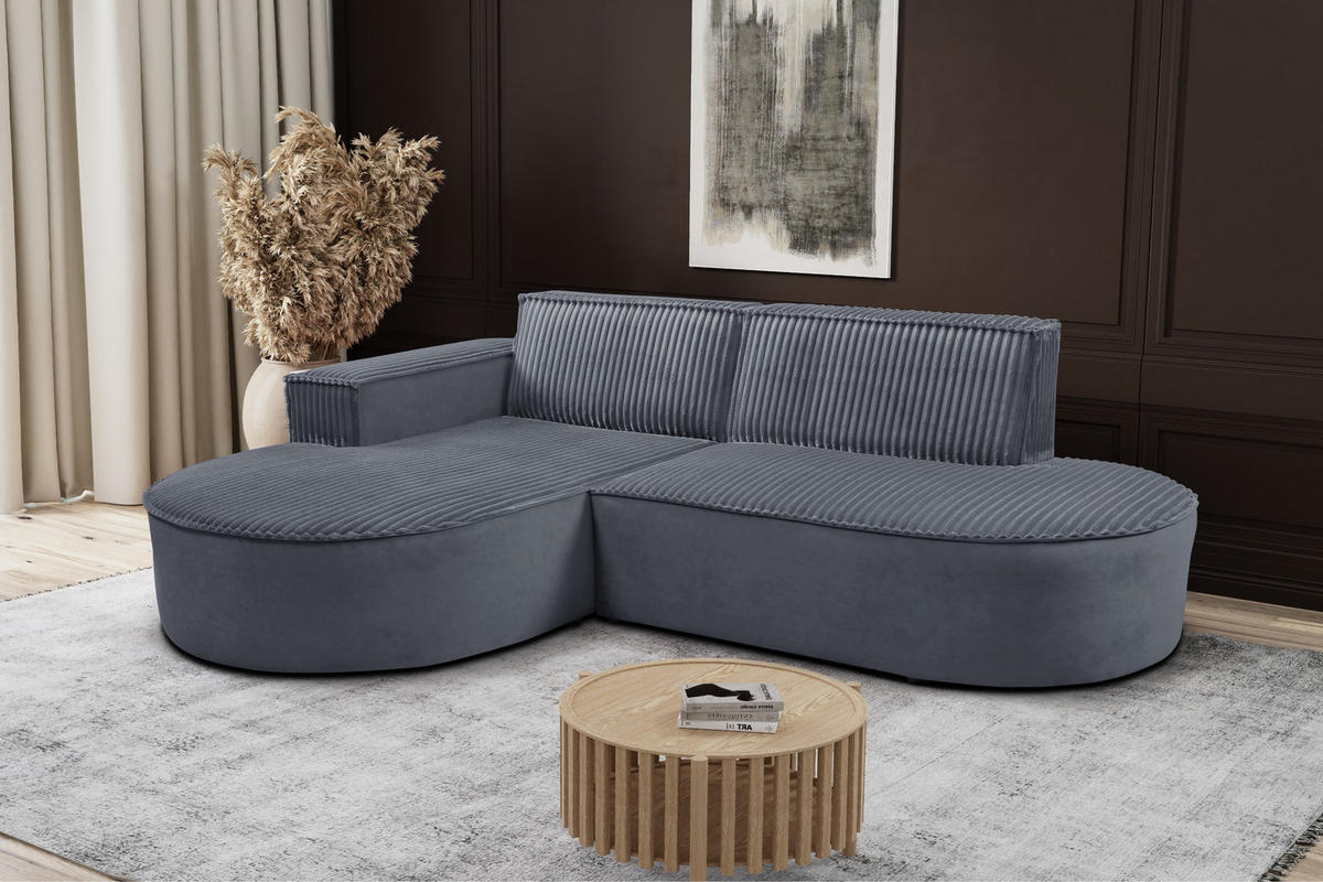 ECKSOFA L-förmiges Modena Soft Dunkelgrau Links - Dunkelgrau, Holz (165/236cm) - Kaiser Möbel