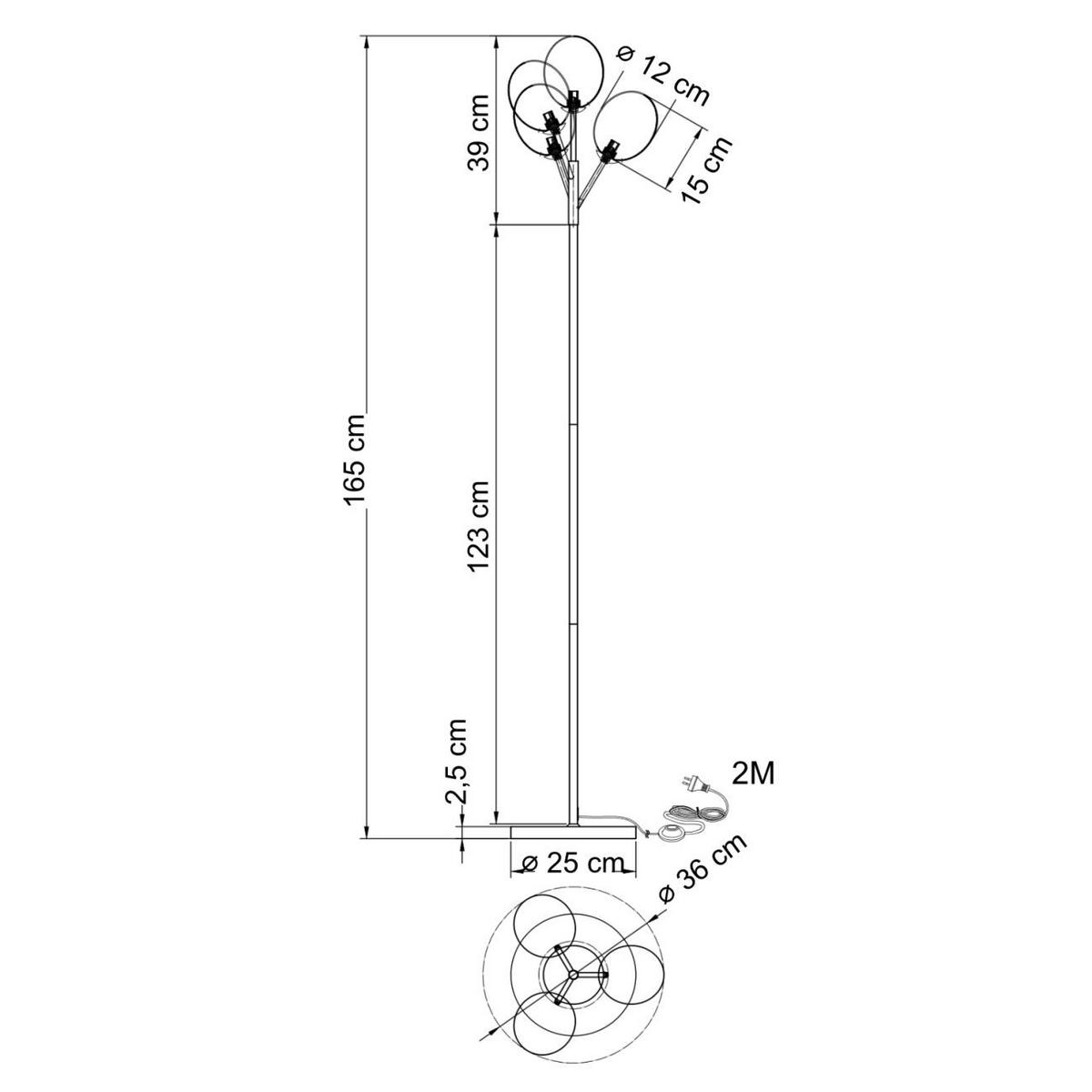 STEHLEUCHTE Seryn, Messing und bernsteinfarben, 165cm - Messingfarben, Glas (165/36/165cm) - KOSILUM