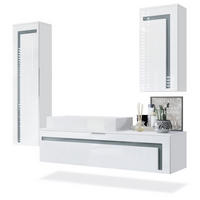 BADMÖBELSET Aloha Absetzungen in Grau Hochglanz - Grau, Holzwerkstoff (210/185/51cm) - Vladon