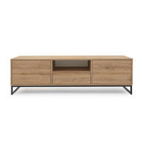 RTV-SCHRANK Genua Eiche, Schwarz Gestell, zweitüriger Schrank - Schwarz/Braun, Holzwerkstoff (160/48/45cm) - Bettso