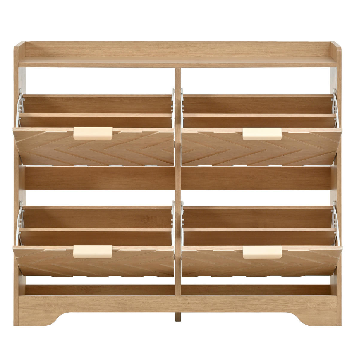 SCHUHSCHRANK 105/24/90 cm Natur aus MDF mit 4 Klappfächern - Naturfarben, Holzwerkstoff (105/90/24cm) - OKWISH