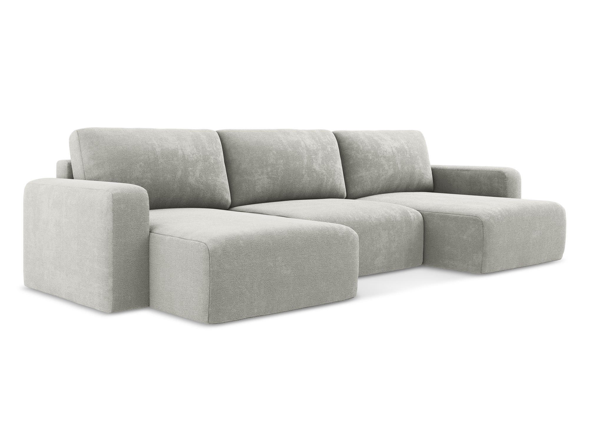 WOHNLANDSCHAFT Chenille Stoff Grau - Hellgrau/Schwarz, Kunststoff/Textil (332/79/149cm) - Makamii