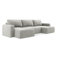 WOHNLANDSCHAFT Chenille Stoff Grau - Hellgrau/Schwarz, Kunststoff/Textil (332/79/149cm) - Makamii