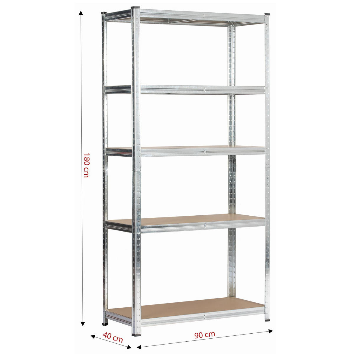 SCHWERLASTREGAL galvanisiertes Silber 90x40x180 cm - Silberfarben, Metall (90/180/40cm) - Akord