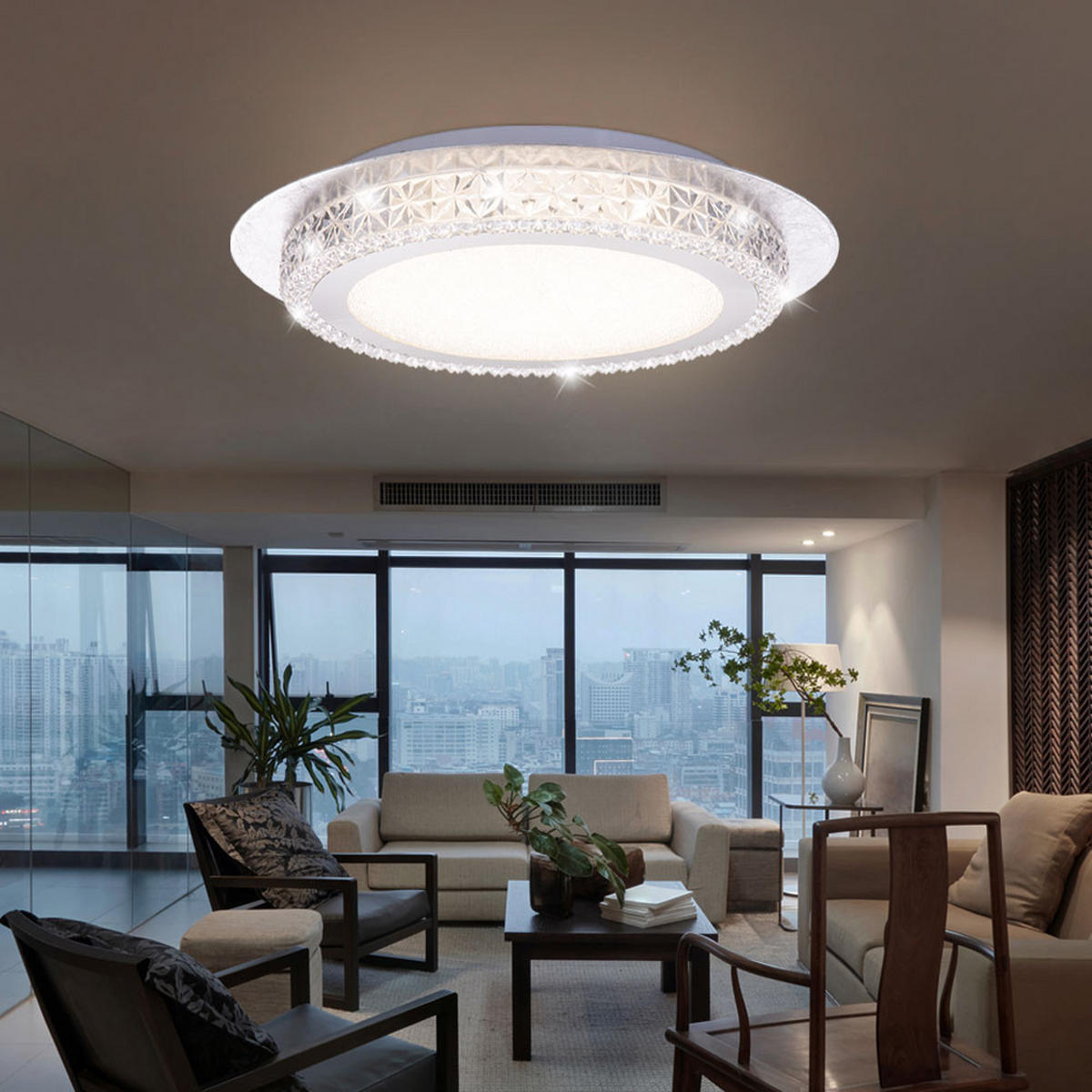 LED DECKENLEUCHTE Metall Silber Kristalloptik - Silberfarben, Metall (35/35/6.1cm)