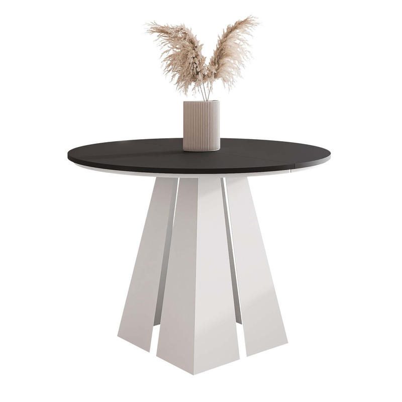 AUSZIEHTISCH FORTE 100/76 cm, Weiß / Schwarz - Schwarz/Weiß, Holzwerkstoff/Metall (100/100/76cm) - Idohome