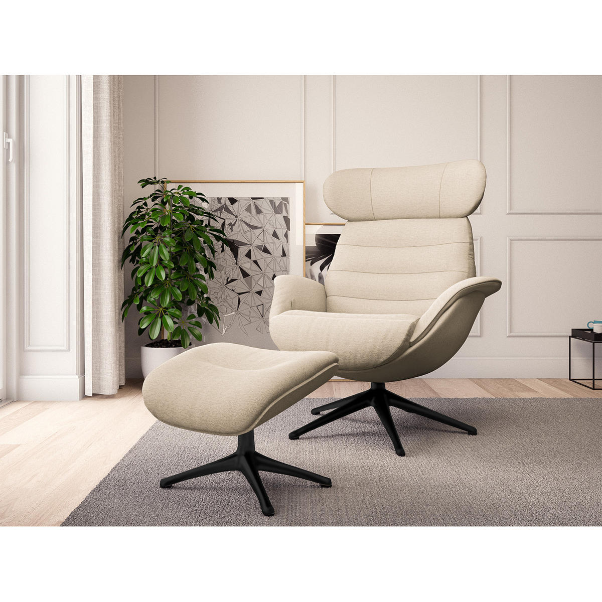 RELAXSESSEL - Beige, Textil/Metall (90/107/90cm) - home24