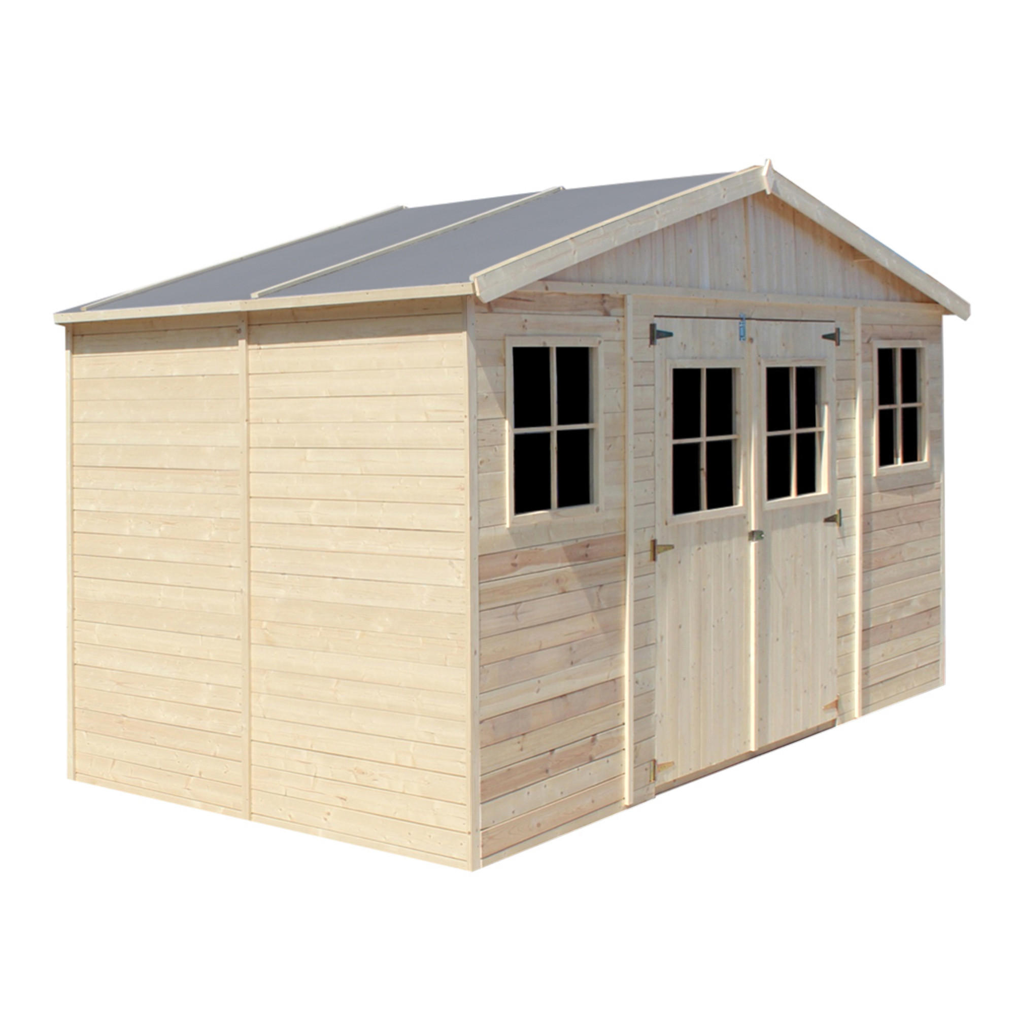HOLZ-GARTHENHAUS - H246 x 418 x 220 cm/ 8 m² - M332 - Beige, Holz (418/246/199cm) - Timbela