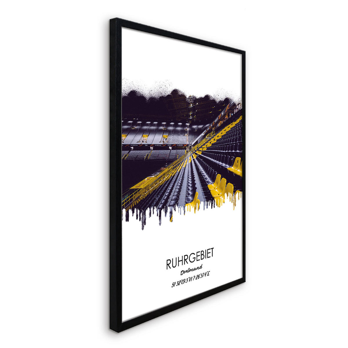 POSTER mit Rahmen 50x70 cm Ruhrgebiet Dortmund - Gelb, Holz (51/71cm) - artissimo