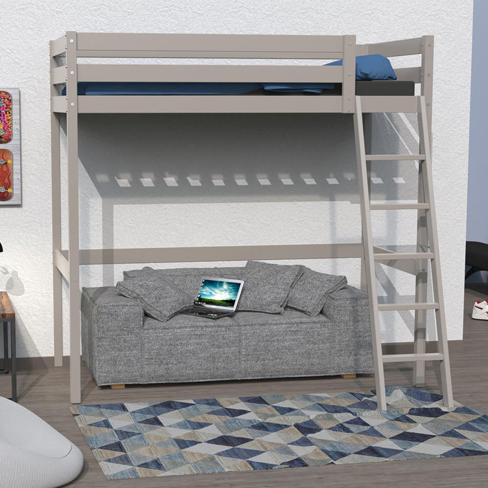 HOCHBETT STUDIO mit Lattenrost/ Hochbett 90x190 - Grau - Grau, Holz (90/190cm) - Weber Industries