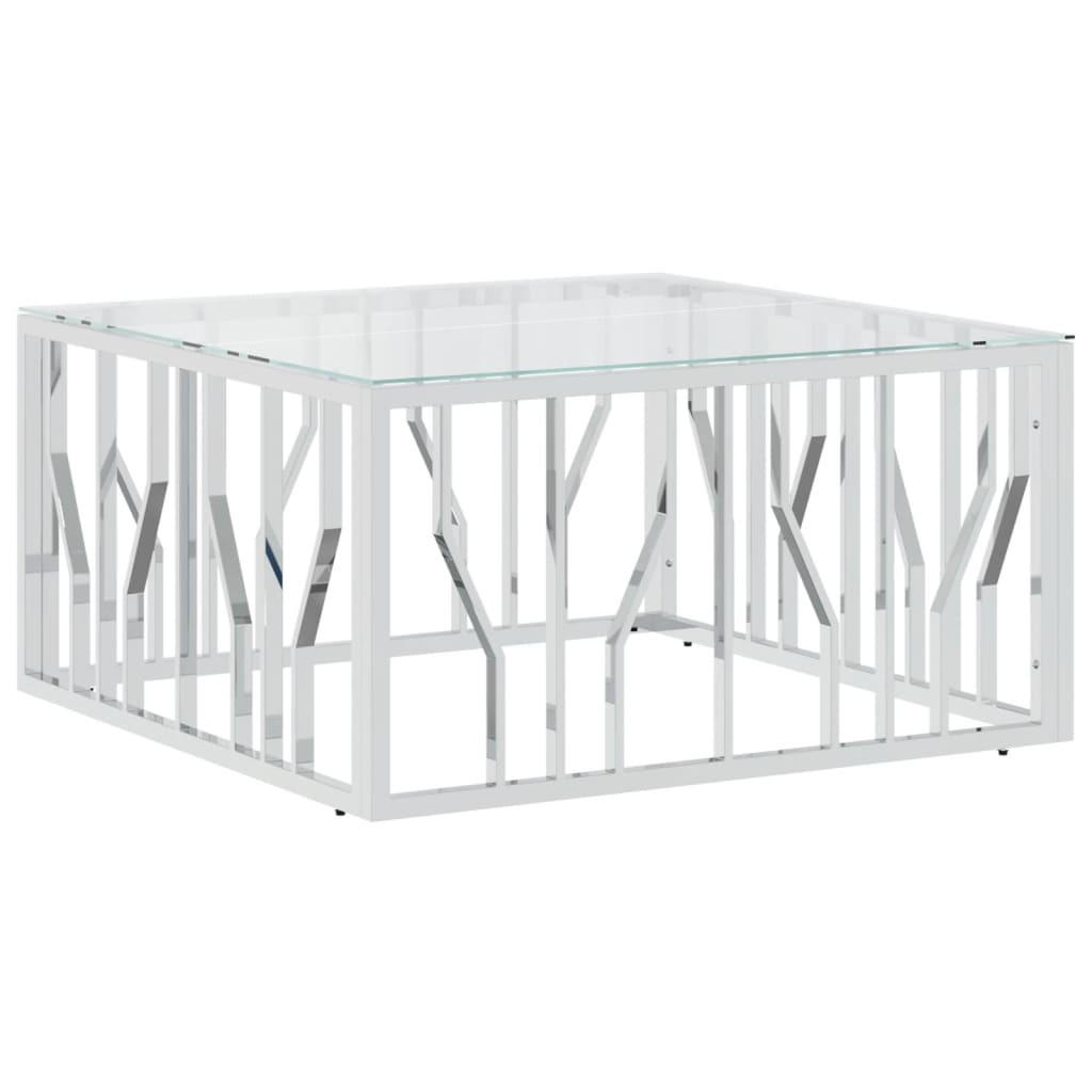 COUCHTISCH 80x80x40 cm Edelstahl und Glas - Transparent/Silberfarben, Metall (80/80/40cm) - furnicato
