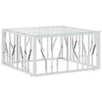 COUCHTISCH 80x80x40 cm Edelstahl und Glas - Silberfarben, Metall (80/80/40cm) - furnicato