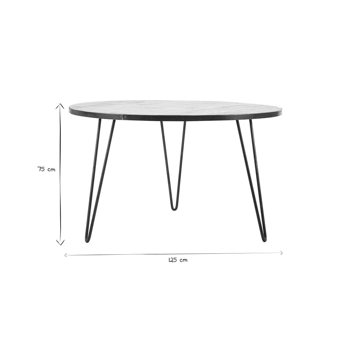 ESSTISCH Industriell Holz Metall D125 ATELIER - Dunkelbraun, Holz (125/125/75cm) - Miliboo
