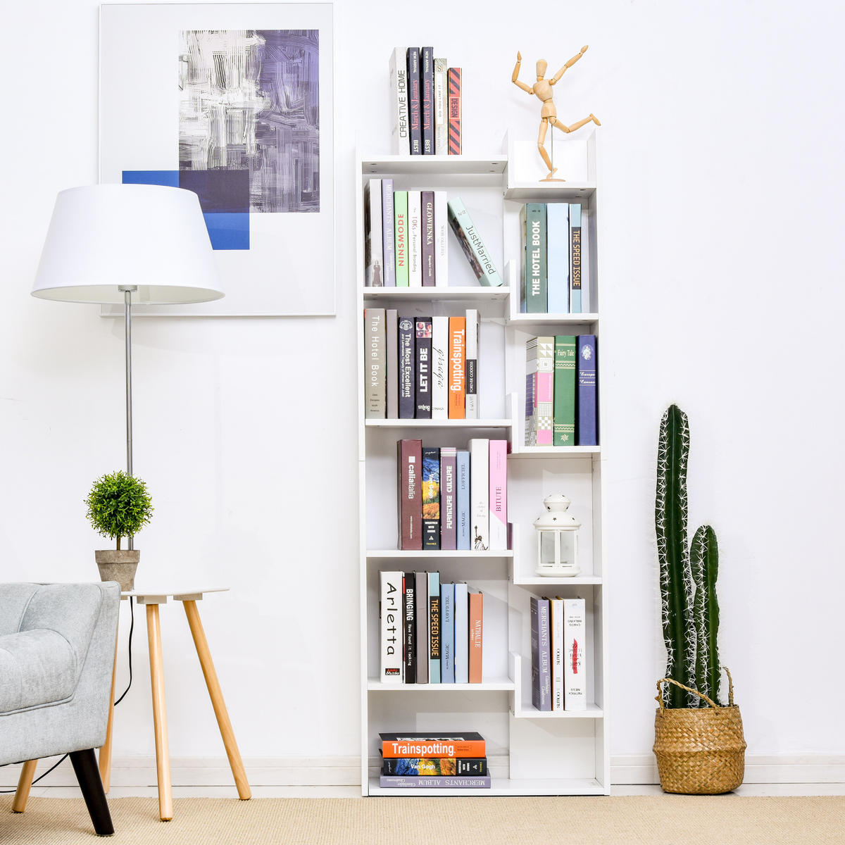 BÜCHERREGAL 60/21/162,5 cm Weiß - Weiß, Kunststoff (60/162.5/21cm)