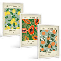 BILDER SET 3er Set - 40x60 cm Weißer Rahmen - Fruchtposter Zitronen Papayas - Weiß, Kunststoff (40/60cm) - TULUP