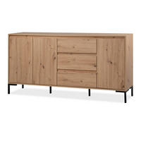 SIDEBOARD Eiche Artisan 170 cm, Kommode mit viel Stauraum - Schwarz/Eiche Artisan, Holzwerkstoff/Metall (170/87/40cm) - Furn.Design