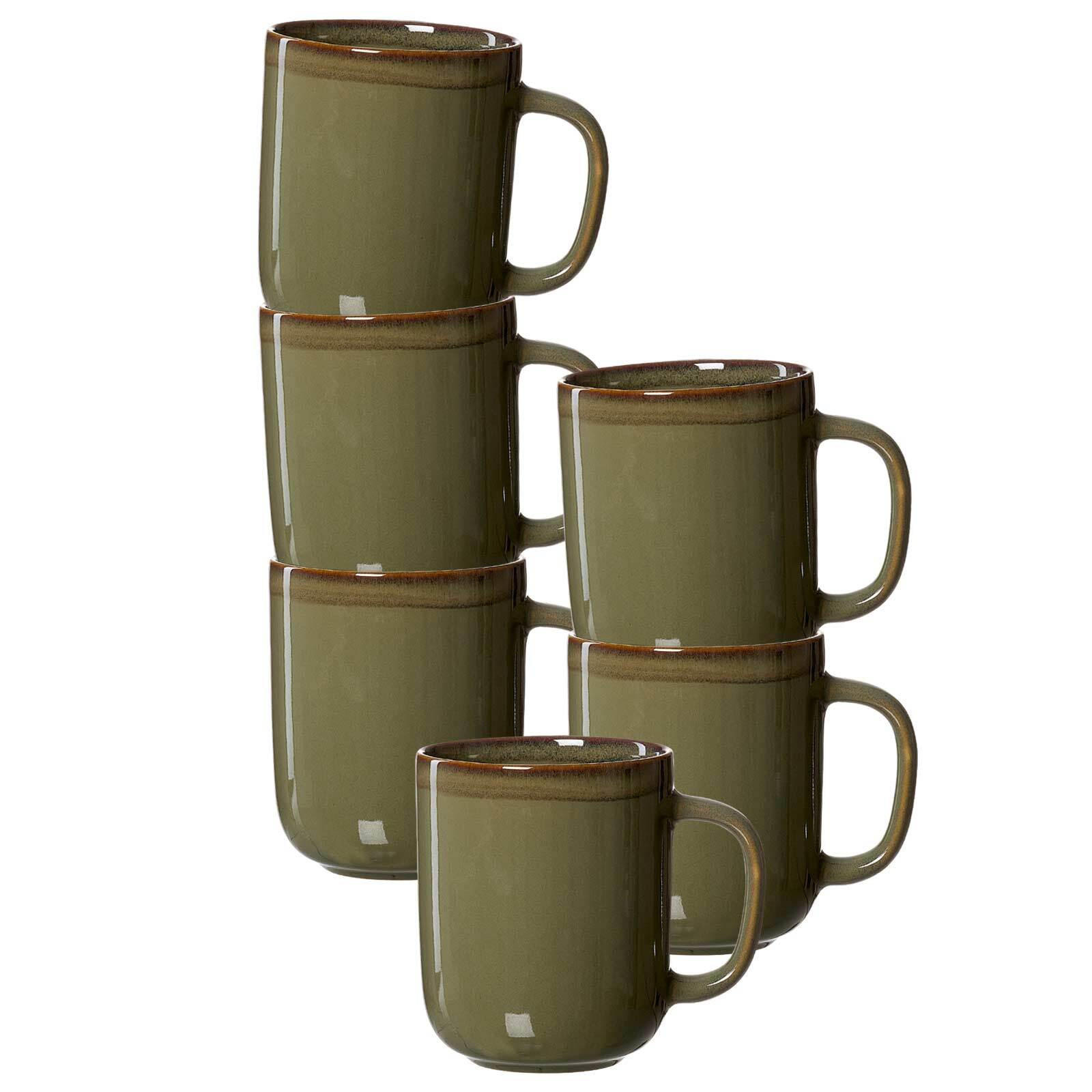 HENKELBECHER Malaga Grün 380 ml 6er Set - Grün, Keramik (0.38L) - Ritzenhoff Breker