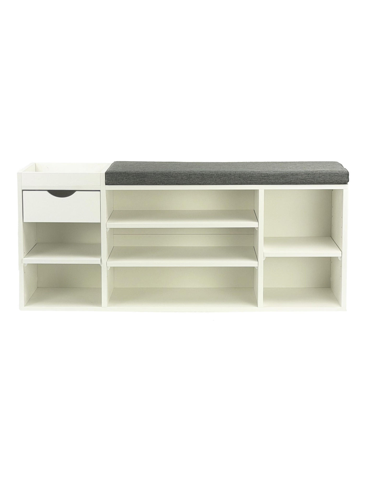 GARDEROBENBANK CARTAGENA, Stoff, Weiß, 100 x 30 x 45 cm - Weiß/Grau, Holzwerkstoff/Textil (100/45/30cm) - KADIMA DESIGN
