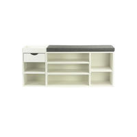 GARDEROBENBANK CARTAGENA, Stoff, Weiß, 100 x 30 x 45 cm - Weiß/Grau, Holzwerkstoff/Textil (100/45/30cm) - KADIMA DESIGN