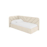 EINZELLBETT Jugendbett mit Bettkasten und Matratze H3/H4, Rechts - FIKY 80x200 Beige - Naturfarben, Holzwerkstoff/Textil (80/200cm) - ALTDECOR