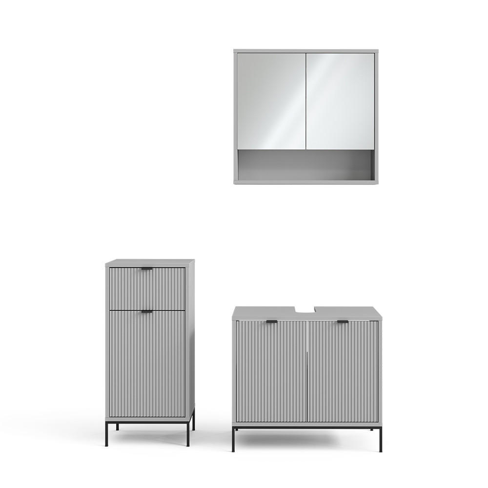BADMÖBEL-SET Eliza Grau 3 Teile - Grau, Holzwerkstoff (70/63/45cm) - Vicco