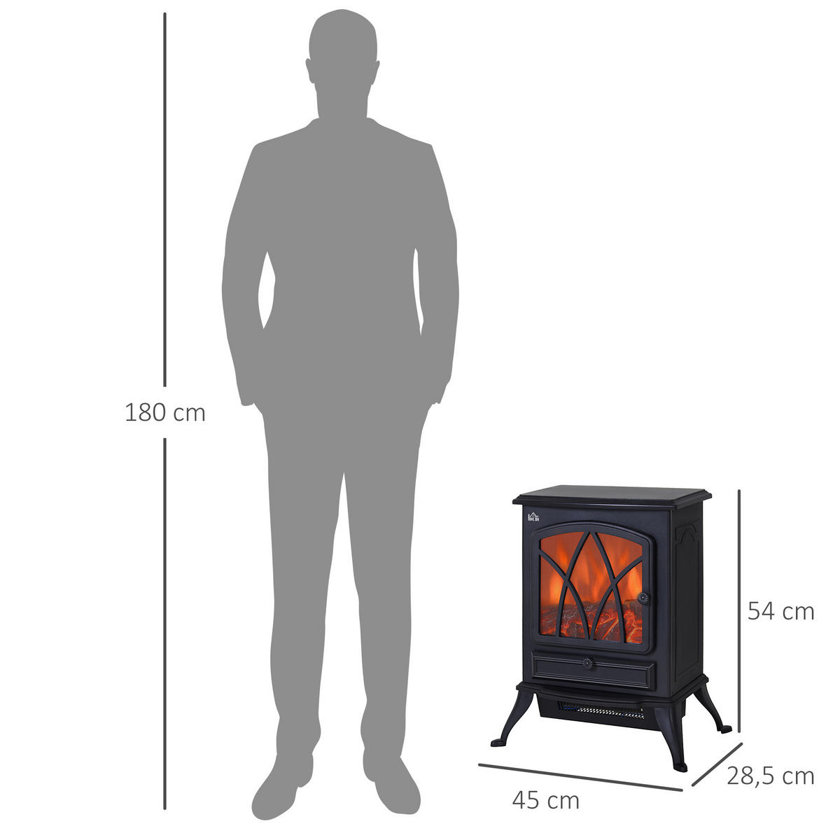 ELEKTROKAMIN DE-16999 Tragbar mit LED-Flammeneffekt Schwarz - Schwarz, Metall (285/54/45cm) - ComfortXL