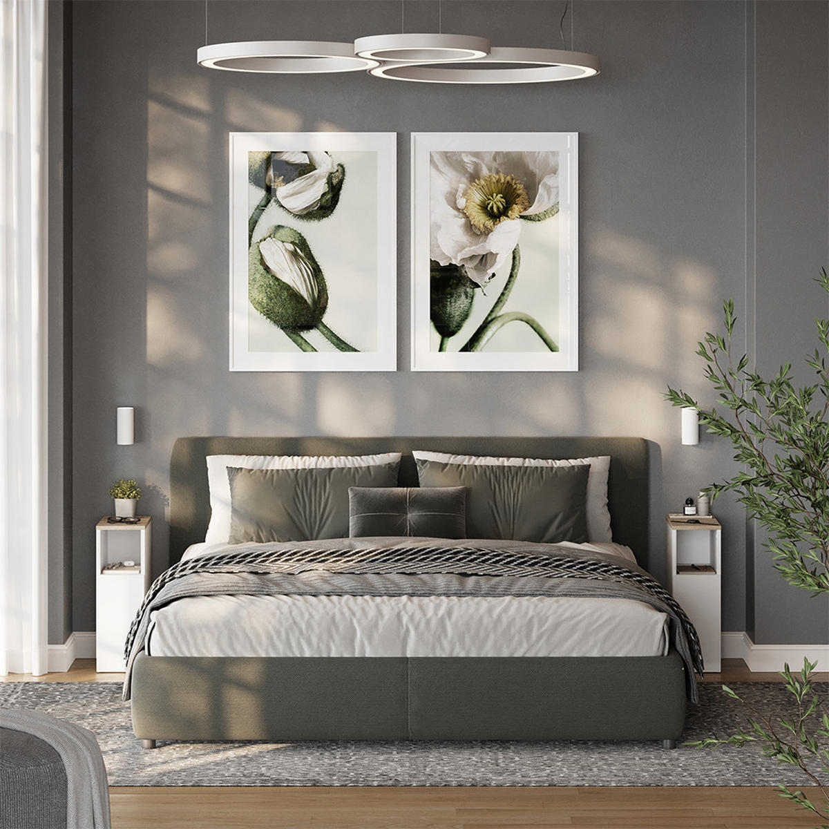 NACHTTISCH Enton Weiß/Sonoma 20 x 59.5 cm mit 1 Tür - Weiß/Sonoma Eiche, Holzwerkstoff (20/59.5/35cm) - Vicco