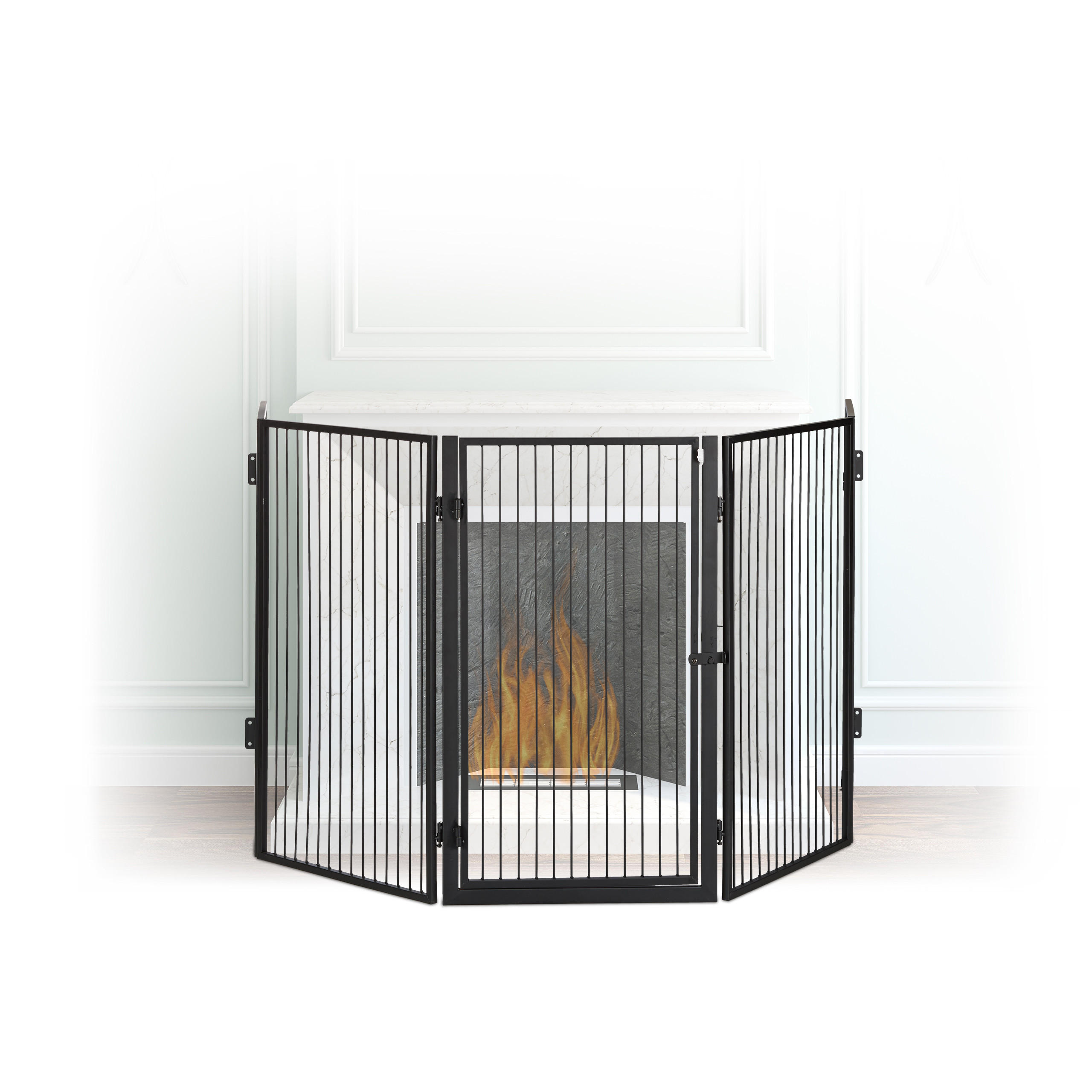 KAMINSCHUTZGITTER Schwarz H 76 cm - Schwarz, Metall (220/1.3cm) - Relaxdays