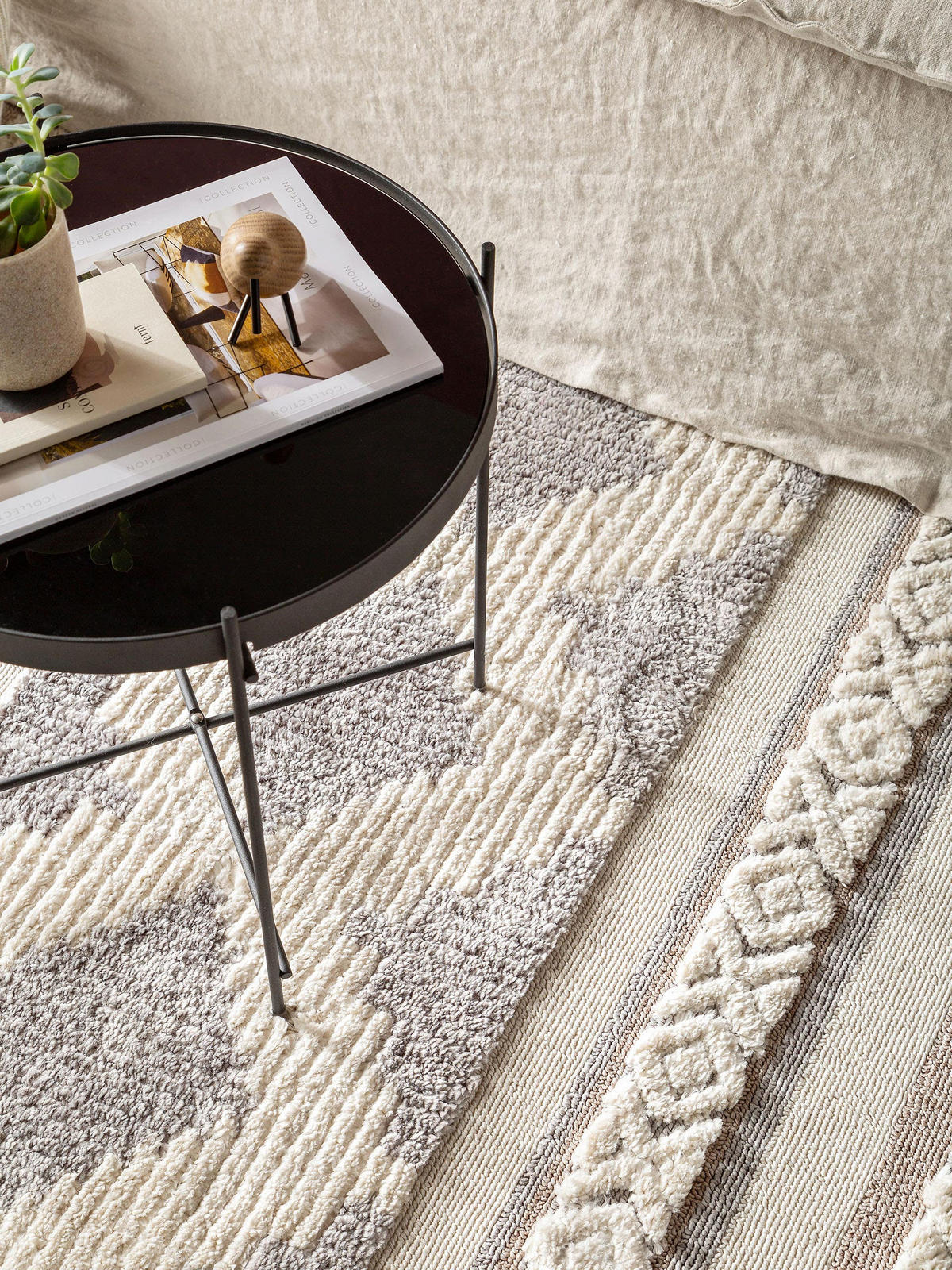 TEPPICH Oyo Cream/Grau 160x230 cm - Creme, Textil (160/230cm) - benuta Pop
