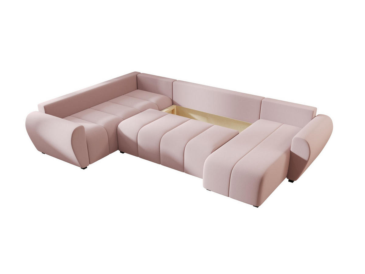 WOHNLANDSCHAFT MOLISA U PLUS Cosmic 14 Rechts mit Schlaffunktion - Rosa, Textil (303/82/208cm) - Bedante