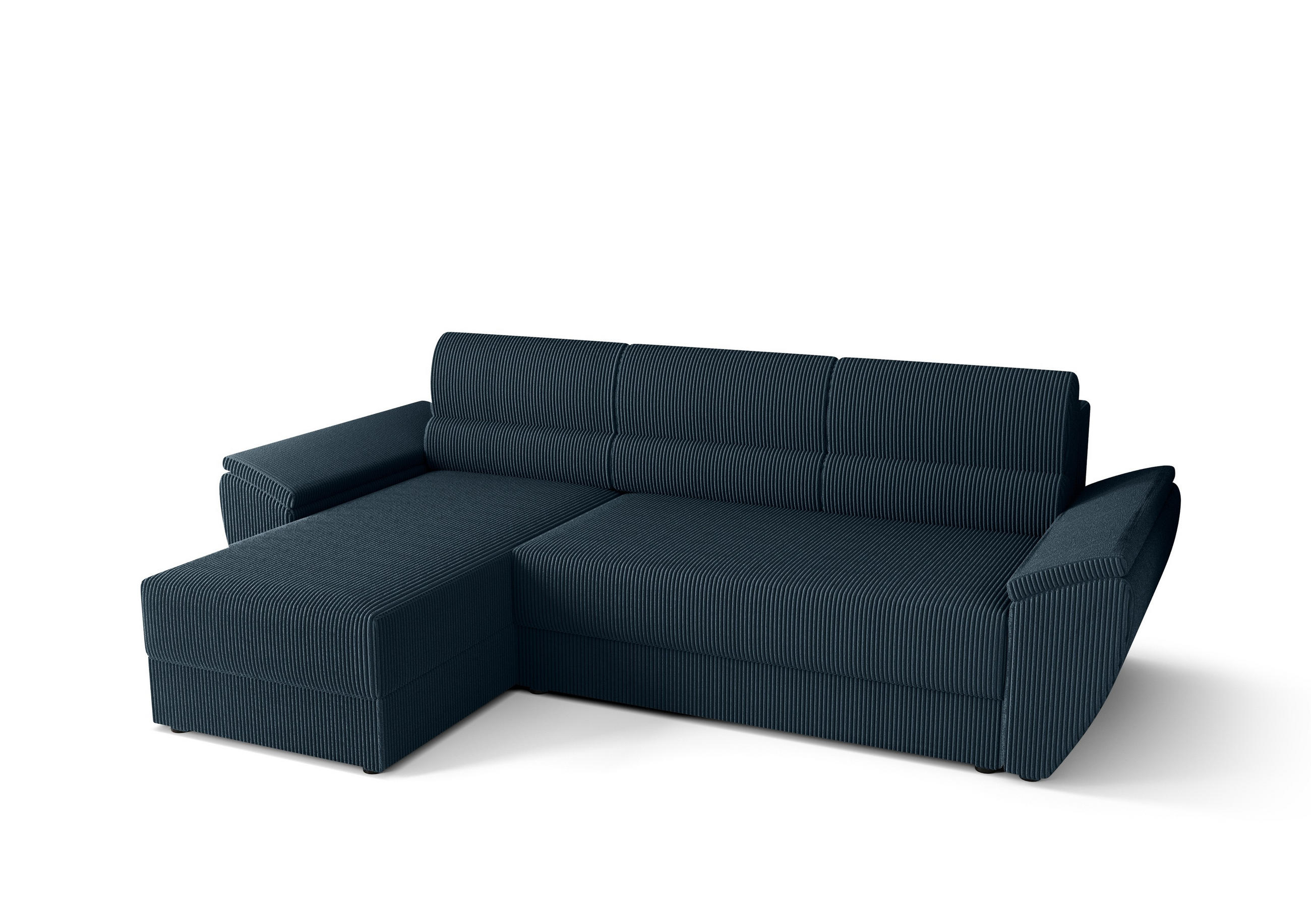 ECKSOFA L REBI L2 Poso 05 Links mit Schlaffunktion, Dunkelblau, L-Form - Dunkelblau, Textil (251/140cm)