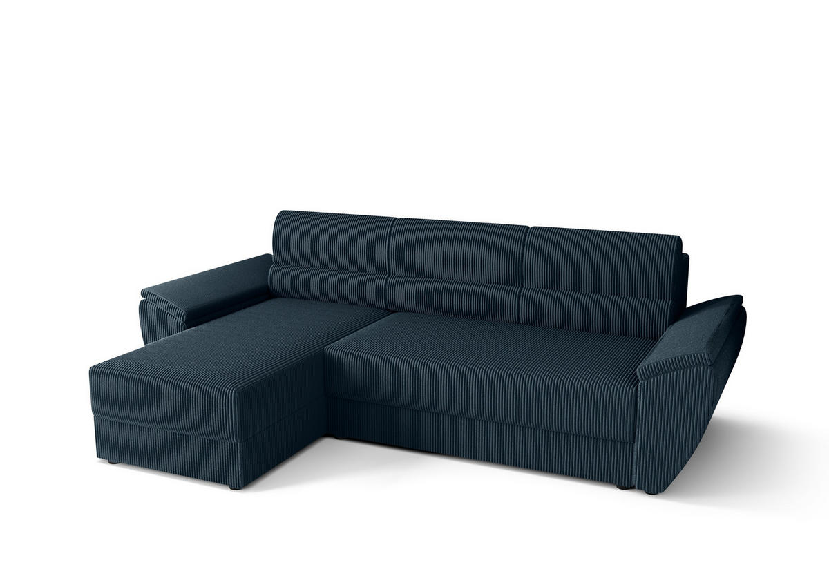 ECKSOFA L REBI L2 Poso 05 Links mit Schlaffunktion, Dunkelblau, L-Form - Dunkelblau, Textil (251/140cm)