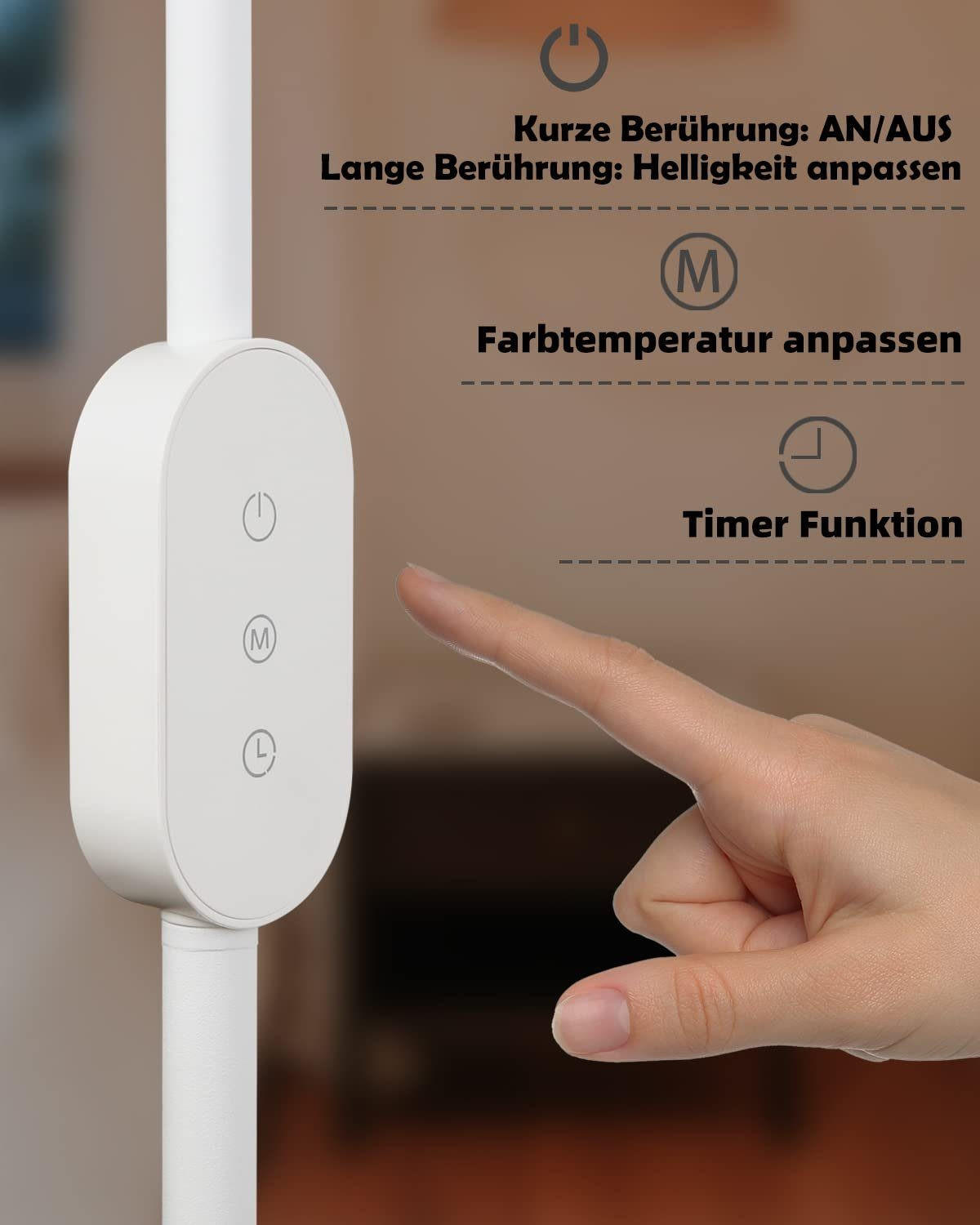 STEHLEUCHTE Duisburg 44/22/158 cm - Weiß, Metall (40/25/145cm) - Nettlife